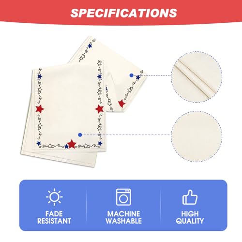 Artoid Mode Beige Patriotic Stars Border 210 GSM 4th of July Table Runner, Memorial Day Kitchen Dining Table Decoration for Home Party Decor 13x72 Inch by Artoid Mode - Image 5