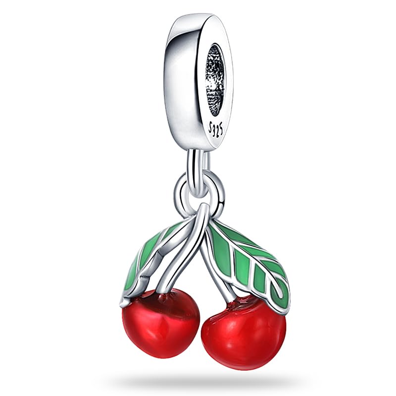 KUNSIR Bead Charm Ciondolo Argento Sterling 925 con Cubic Zirconia Pendenti per Pandora Braccialetti, Compatibile con Braccialetti e Collane europei