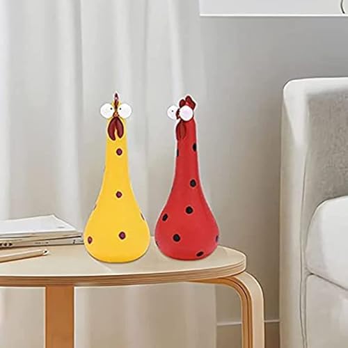 Vacsax Silly Chicken Decor, Silly Concrete Chickens Resin Rooster Statues Decorative Garden Stakes Resin Chicken Sculptures Statues Indoor，Outdoor Garden Decor, (Red) #TOP1