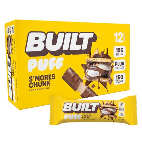 BUILT Puff Protein Bars Smores Chunk 15g Protein - 12 Count
