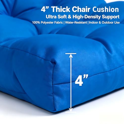 Image of QILLOWAY Outdoor Seat /Back Chair Cushion Tufted Pillow, Spring /Summer Seasonal All Weather Replacement Cushions. (Marine Blue)