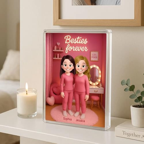 Bestie Forever Custom Acrylic Plaque – Personalized 3D Effect Pink Doll Dream House Sign for Friends, Unique Best Friend Gift - Image 4