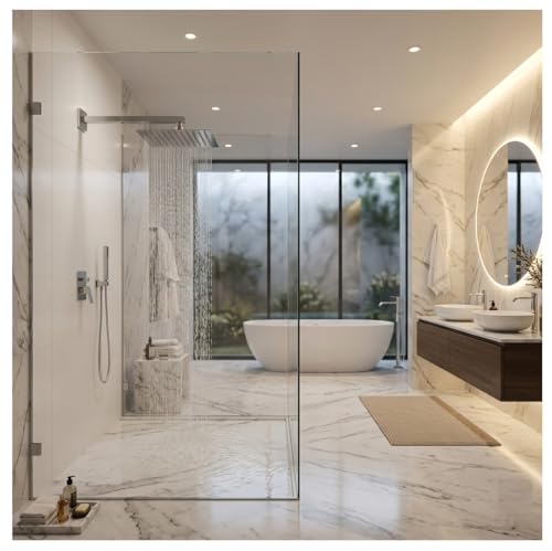 Image of ALTURAS Stainless Steel Square Overhead Shower Rain Shower Head for Bathroom With Arm (4inch shower with 9inch arm)