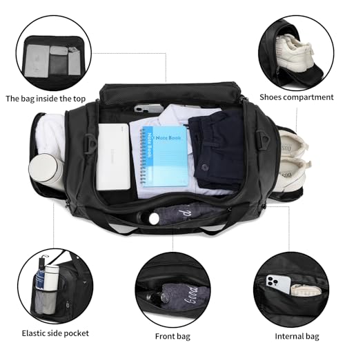 Gym Duffle Bags for men and women, large duffle bag for Travel, Weekend Overnight bag with shoe compartment & wet pocket, water resistant sports duffle bag gymbag - Image 4
