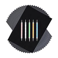Blatt Kohlepapier 100Pcs A4 Carbon Transferpapier mit 5 Stück Prägestift Set Schwarz Durchschlagpapier für Holz, Papier, Leinwand