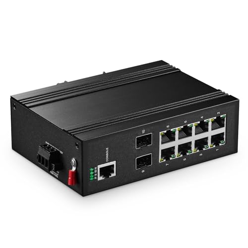Image of 10 Port Gigabit Industrial Managed PoE Switch, 8 PoE, 2 SFP, IEEE802.3AF /AT, Vlan|Route|Ring|ACL|Qos L2+ Web /Console Binardat IP40 DIN-Rail Switch