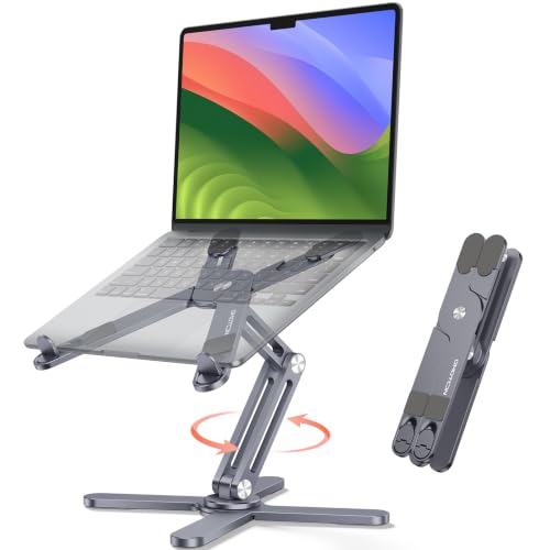 OMOTON LA10 360° Rotating Laptop Stand Riser Foldable for Desk, Space Grey