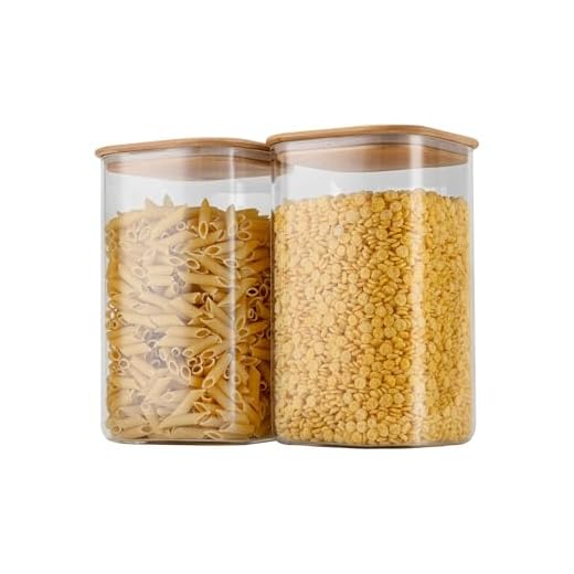 D2scrma 156oz Airtight Glass Square Storage Canister with Bamboo Lid Set of 2(4600ml*2) Large Gallon Glass Jars for Sugar, Flour, Cookies and Coffee beans (‎with Black Lable)