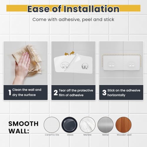 Image of OMAIRA 3-Pack Shower Caddy with Soap Holder, Adhesive Rustproof No-drill Strudy Loading Inside Shower Organizer Shelves Rack Storage Bathroom Organization for Smooth Wall Glass Tile, Black (XX-Large)