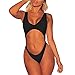 Viottis Women's Bandage Cut-out Halter One-piece Monokini Swimsuit Black M