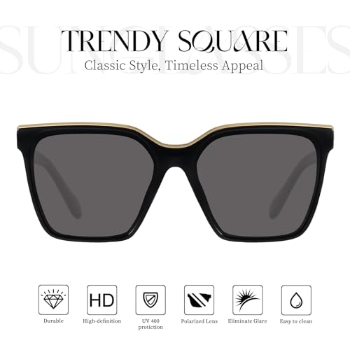 mosanana Square Trendy Polarized Oversized Sunglasses for Women Men 2025 UV400 MS523672