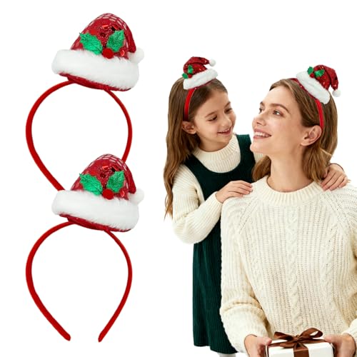 SAIIURV 2 Stücke Weihnachten Hut Haarband, Hut Stirnband mit Bommel,...