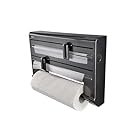 Leifheit Wandrollenhalter Parat Black, Küchenrollenhalter im modernen Design für DREI Rollen, saubere Schnittkanten, Küchenrollenwandhalter mit ergonomischer Form, Papierrollenhalter schwarz