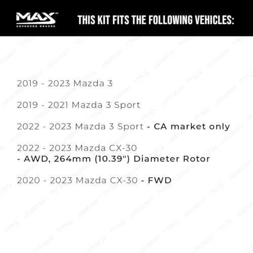 Image of MAX Advanced Brakes - Rear Brake Kit For 2019-2023 Mazda 3, 2020-2023 Mazda CX-30 (w / 10.39 inch Dia Rear Rotors)| Carbon Ceramic Brake and Rotor Kit| OE Replacement Brake Rotors