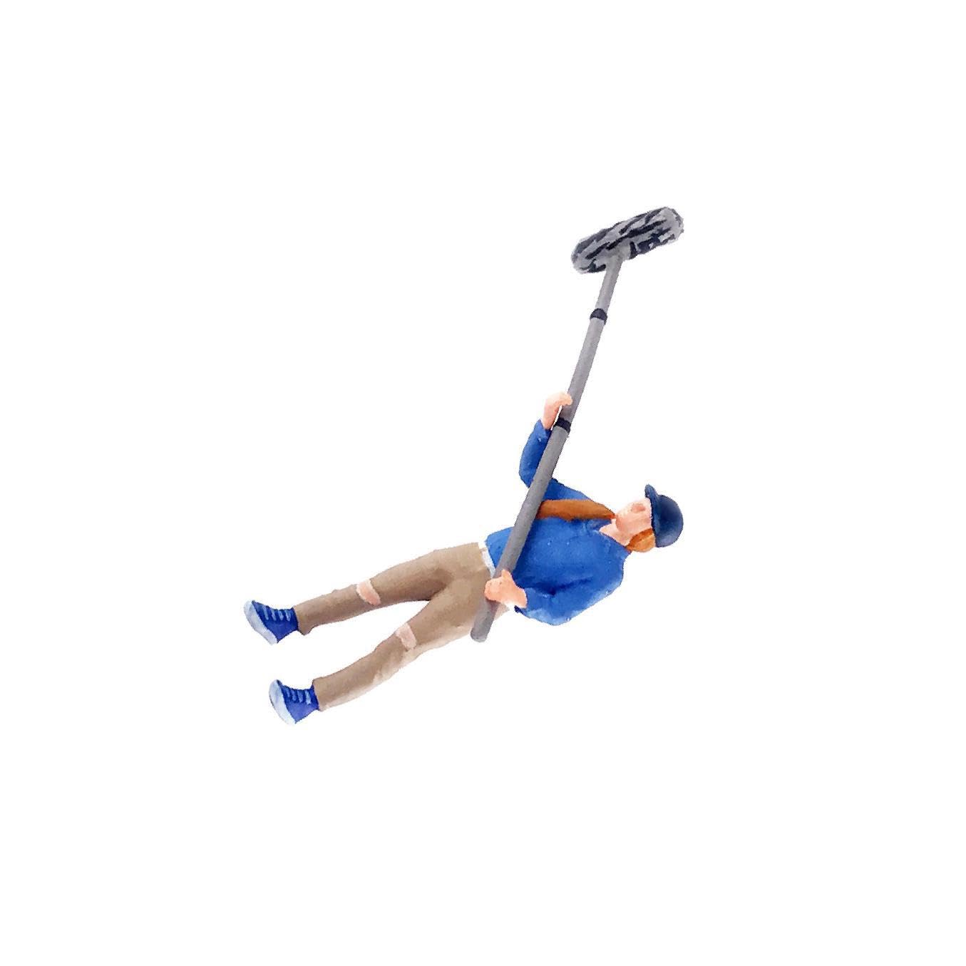 KIXZSAZ Miniature Hand-Painted Model People Figure Diorama Scenery Lifelike and Charming Photographer Accessory, Sound Assistant Blue, height 2.8-3cm