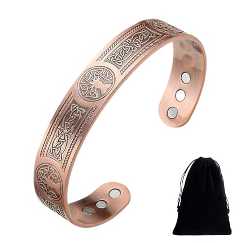 JAWUZ 1 Piezas Pulsera Magnética de Cobre, Pulseras Magnéticas para Mujeres y...