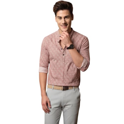 Image of Dream Crushers Cotton Blend Solid Casual Short Kurta for Men Long Sleeve Mandarin Collar Stylish Shirt Kurta for Men