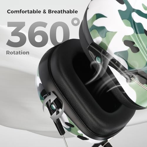 Image of ProCase NRR 28dB Noise Reduction Ear Muffs, Foldable Adjustable Passive Noise Cancelling Headphones for Adults Kids Autism, Hearing Protection for Shooting, Construction, Mowing, Studying -Camogreen