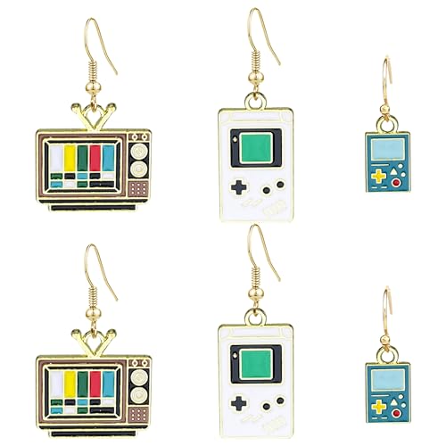 CWVHQ 3 Pairs Gamer Earring Statement Unique TV Dangle Earrings Game Lover Jewelry Gift for Her Game for Women (Game)