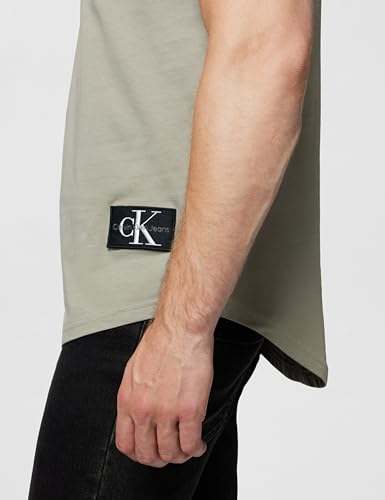 Calvin Klein Herren T-Shirt Kurzarm Badge Turn Up Sleeve Rundhalsausschnitt, Beige (Elephant Skin), S – Ansicht 5