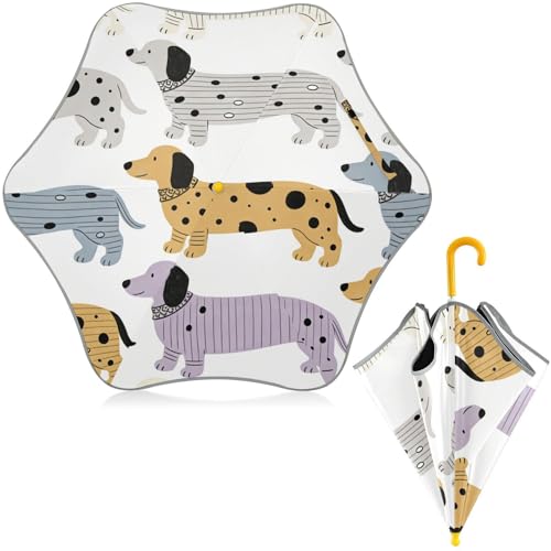 Paraguas para niños de lluvia con diseño de perro salchicha para la escuela