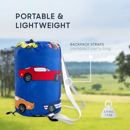Wake In Cloud - Bolsa de Dormir para Niños, Camping Ligera y Compacta para 3 Estaciones, 61x26 pulgadas, Azul miniatura 4