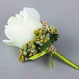 NbgrvB Ramillete artificial de lirio de cala con pin, 6 cm x 12 cm, flor de poliuretano con bayas y diamante AB, novias, padrinos de boda, fiesta nupcial, varios colores (paquete de 6) verde, 4