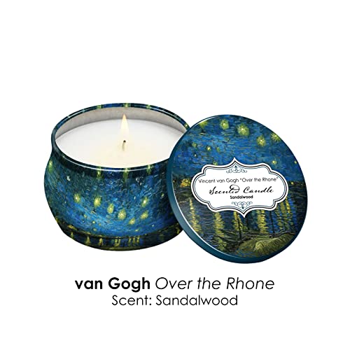 Fine Art Inspired Scented Candles Gift Set, Aromatherapy 8% Essential Oil Fragrance, 4 Pack 4.4 Oz Soy Wax Candles, Reusable Decorative Tin, 25-30 Hour Burn Time Each Candle | Van Gogh At Night #TOP5