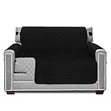Sofa Shield Original Patent Pending Reversible Chair and a Half Slipcover, 2 Inch Strap Hook, Seat Width Up to 48 Inch Washable Furniture Protector, Slip Cover, Pets, Chair and a Half, Black Gray