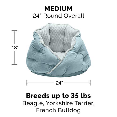 Image of Furhaven 24 inch Round Pet Bed for Indoor Cats & Medium /Small Dogs, 100% Washable, For Pets Up to 35 lbs - Minky Plush & Velvet Hug Bed - Aquamarine, 24-inch