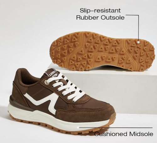 Image of LUCKY STEP Women's Retro Fashion Casual Sneakers Colorblock Platform Classic Trendy Trainning Anti-Slip Tennis Travel Walking Shoes