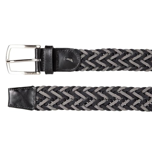 Image of Nautica Men's Casual Leather Belt | Everyday | Classic | Pants | Jeans | Khakis | Chinos | Metal Buckle
