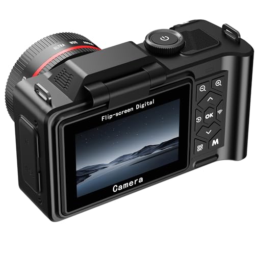 Cámara digital 4K para viajes y creación de contenido con WiFi integrado en color blanco