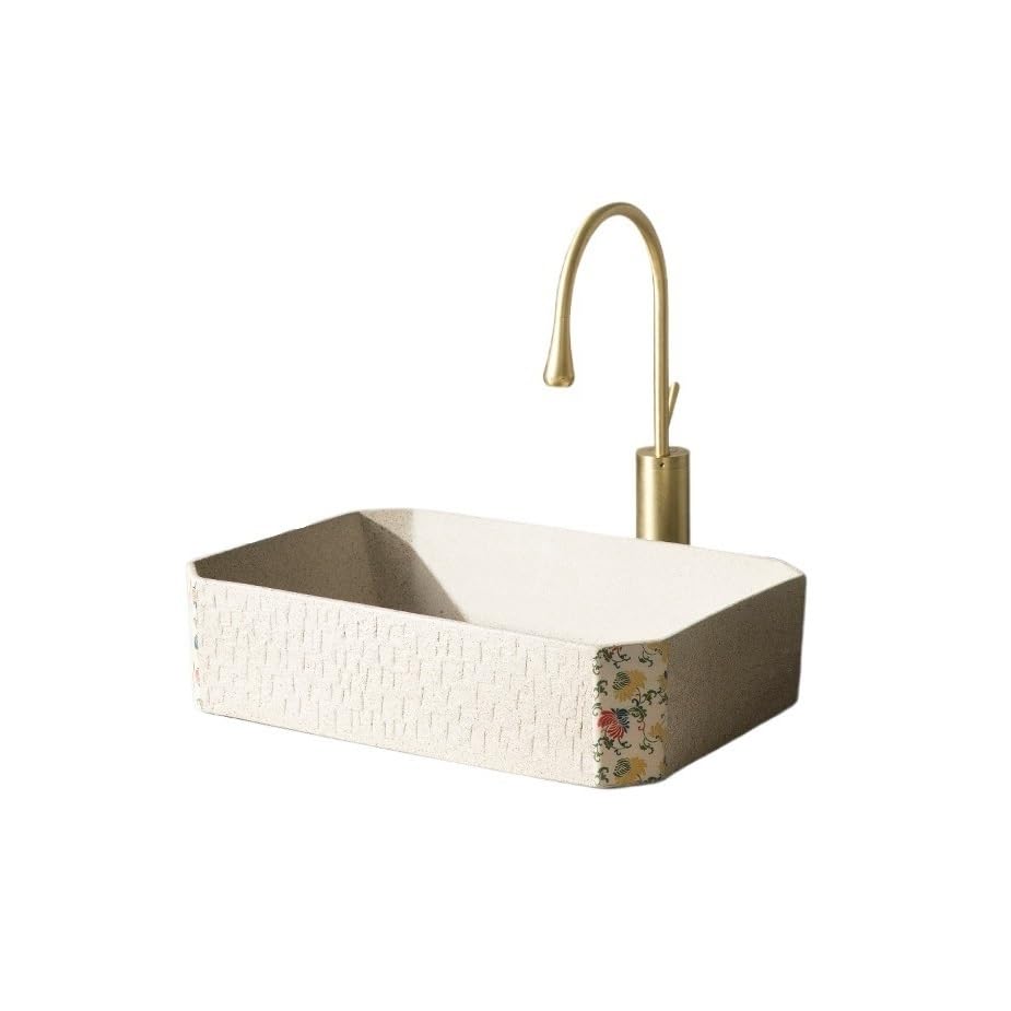 Lavabo de baño de cerámica estilo chino lavabo artístico sobre encimera