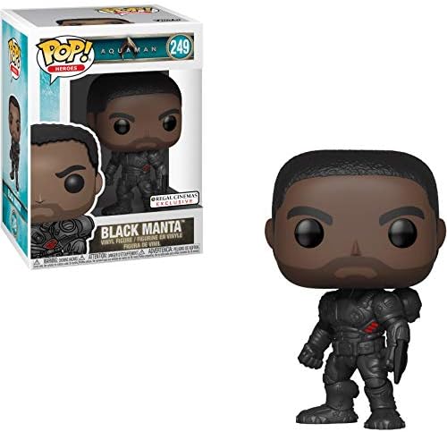 Funko Black Manta (Regal Cinemas Exc) Figura de vinilo Pop Heroes y 1 paquete de protector gráfico compatible (31182 - B)