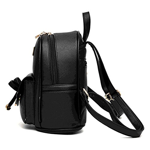 Mochila feminina Mikty com laço e laço para meninas em couro, mochila de escola, mochila moderna, mo