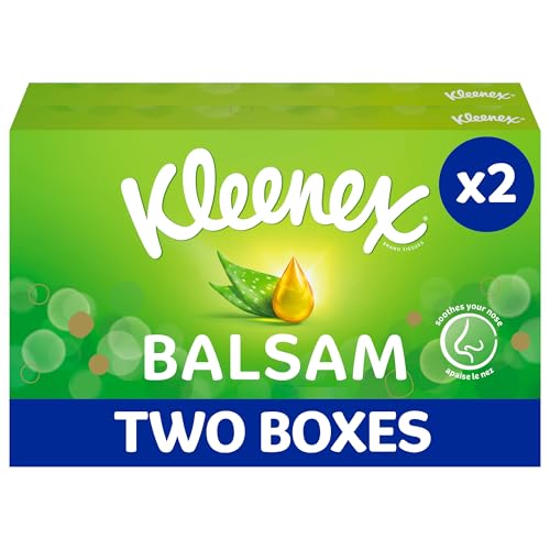 Kleenex Balsam Facial Tissues - Pack of 2 Tissue Boxes - BalmCare with Aloe Vera, Vitamin E and Calendula