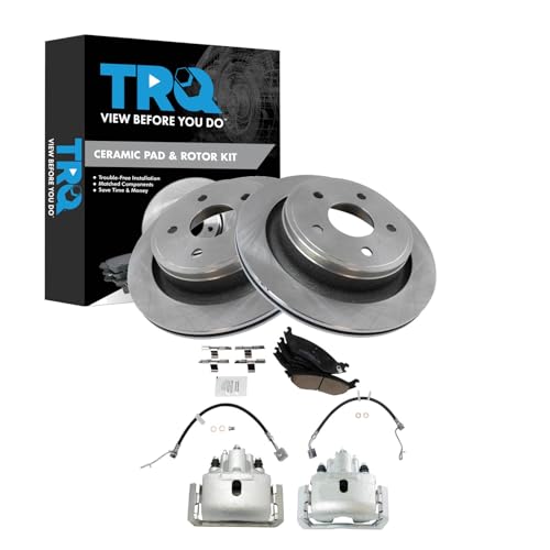 Image of TRQ Rear Brake Pad & Rotor Kit Ceramic Compatible with 2009-2010 Dodge Ram 1500