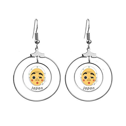 Créoles japonaises masque argent : boucles d'oreilles traditionnelles pour femme