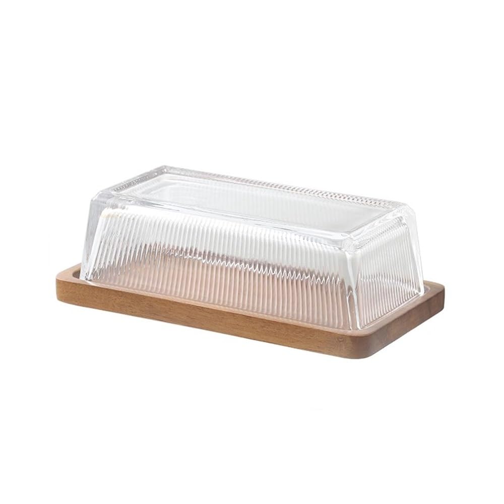 HPTHLY Butter Dish Rectangular Cheese Butter Plate Cheese Box Storage Box Cake Dessert Bread Dim Sum Plate With Cover Butter Container