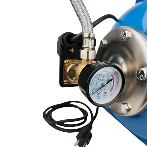 SHYLIYU 1.6Hp SS Shallow Well Pump with Pressure Tank 110V Surface Jet Pump Water Transfer 48m 15GPM Automatic Pressure Booster Pump for Home Garden Sprinkler System Lawn Farm Draining Irrigation Pump