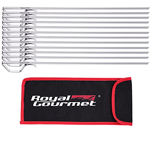 Royal Gourmet Ts1601 Bbq Flat, Barbecue Metal Sticks With Handy Storage Bag, Long Kebab Skewers, Silver #TOP16