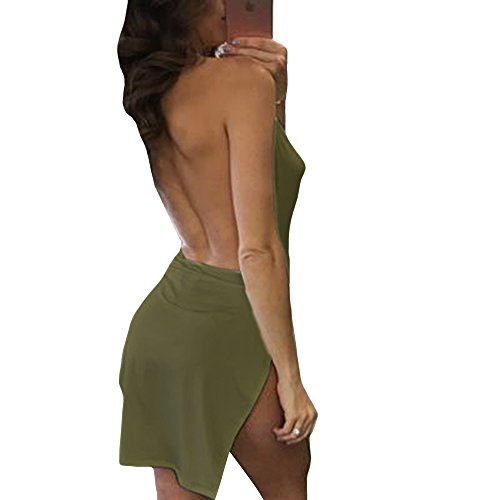 VANCOL Minivestido feminino sexy decote V profundo, Verde militar, G
