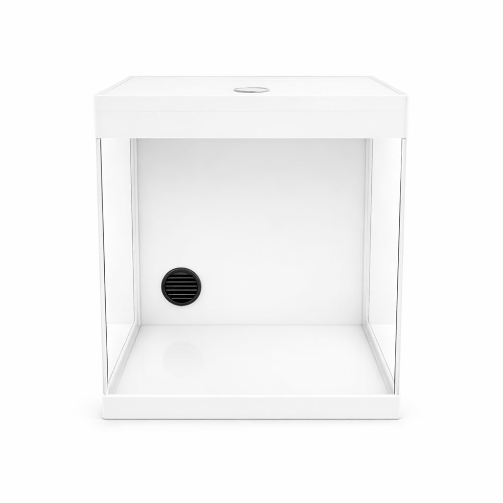 AquariumLine Cube Complete 25 – Acuario cúbico de 25 x 25 x 30 cm con filtro trasero, bomba e iluminación LED (blanco, kit completo: bañera + filtro + bomba + barra LED)