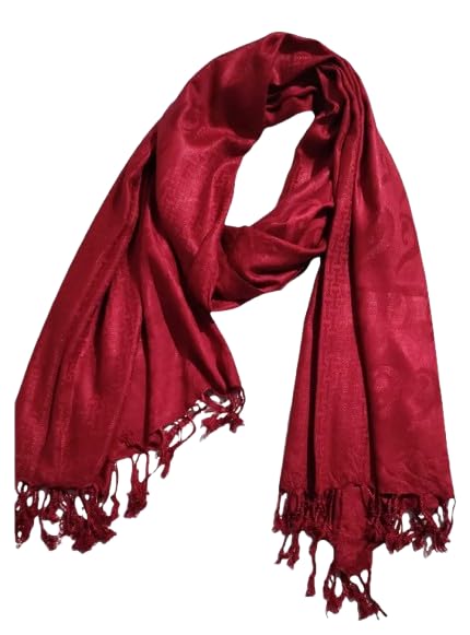 Rayon Scarf Natural Pure Silk Scarf, Solid Color Plain Scarves Soft Winter for Womens and Mens(Blood Red)-image-30