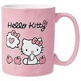 Silver Buffalo Sanrio Hello Kitty Apple Wax Resist Ceramic Pottery Mug, 17 Ounces