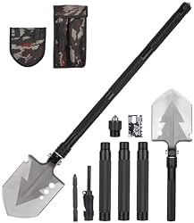SOBEAU Pala Plegable, Multifuncional Pala 78cm con 3 Combinaciones de Longitud, Pala Plegable 180 Grados, para Supervivencia, Jardín, Camping, Aventura, Senderismo
