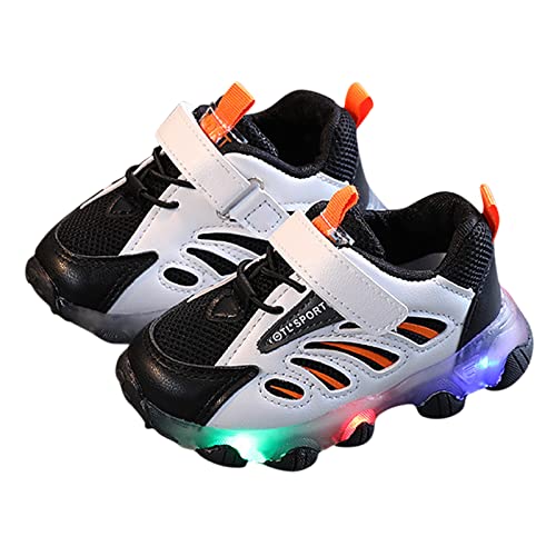 POLG Tênis de corrida infantil para meninos e meninas com luz de LED respirável para crianças pequen