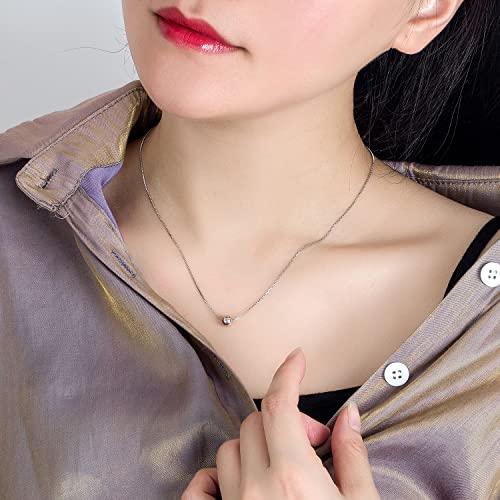Dankadi - Collar con colgante de bola de 5 mm en plata de ley 925 para mujer, 18 pulgadas, 45 cm, cadena en forma de caja, colgante de perlas redondas bañadas en oro, cierre de langosta, regalo de