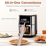 Kitchen Elite Air Fryer Stainless Steel with View Window, XL 8.5QT Large Airfryer, 8-in-1 Digital Control, 400°F Temp Controls, Nonstick Dishwasher-Safe, Space-Saving, Roast, Broil, 1500W